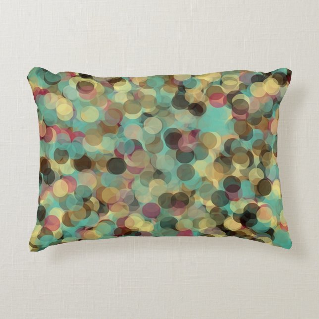 pink yellow green and blue circle pattern abstract decorative cushion (Front)