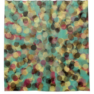 pink yellow green and blue circle pattern abstract shower curtain