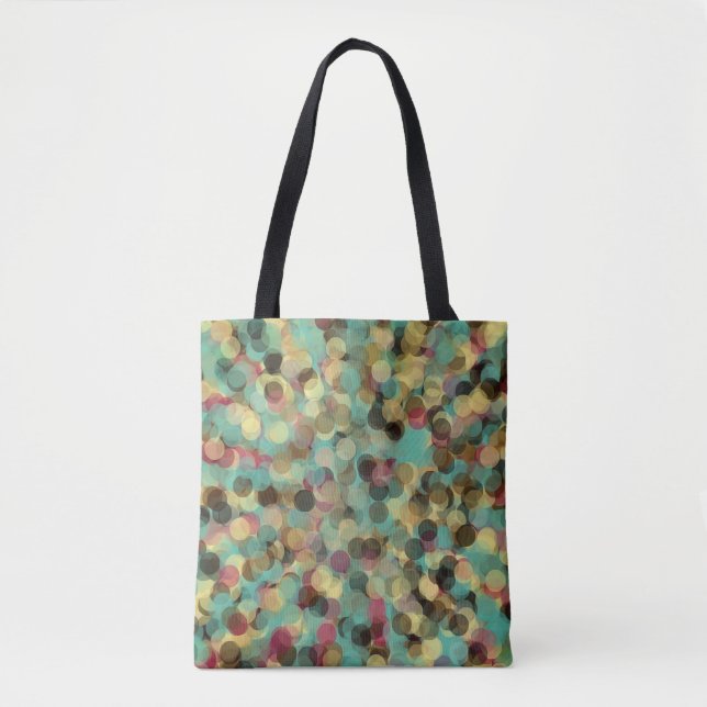 pink yellow green and blue circle pattern abstract tote bag (Front)