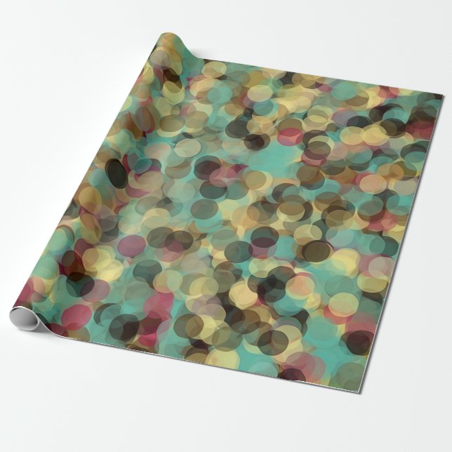 pink yellow green and blue circle pattern abstract wrapping paper (Unrolled)