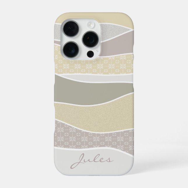 Pink Yellow Green Curve Stripe Abstract Waves Name iPhone Case (Back)
