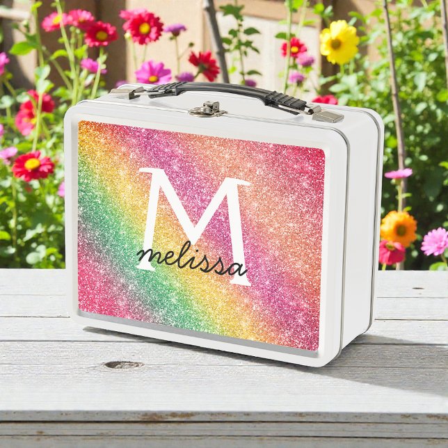 Pink Yellow Green Glitter Metal Lunch Box (Creator Uploaded)