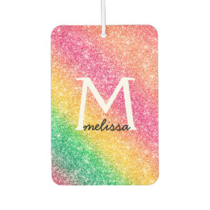 Pink Yellow Green Rainbow Sparkle Car Air Freshener