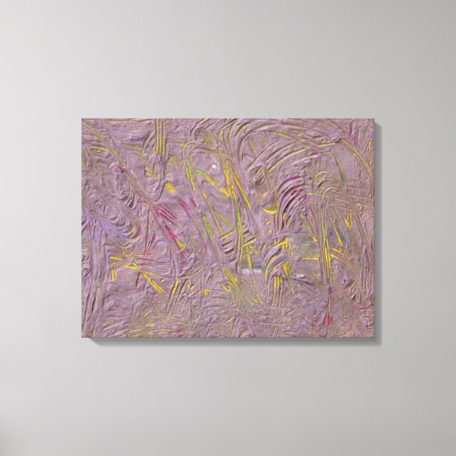 Pink Yellow Green Trendy Modern Abstract Art Canvas Print (Front)
