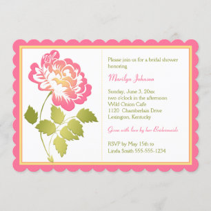 Pink, Yellow, Green, White Peony Bridal Shower Invitation