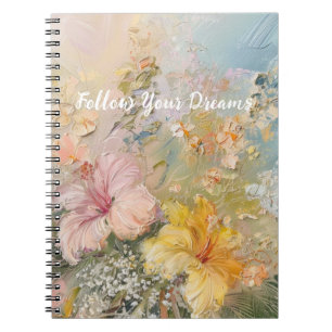 Pink Yellow Hibiscus Tropical Flowers Notebook