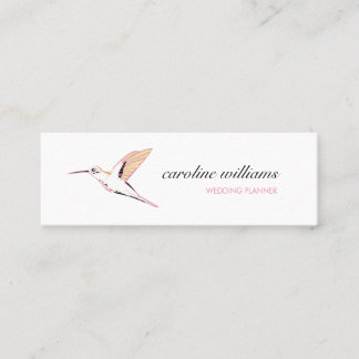 Pink yellow hummingbird illustration elegant chic mini business card
