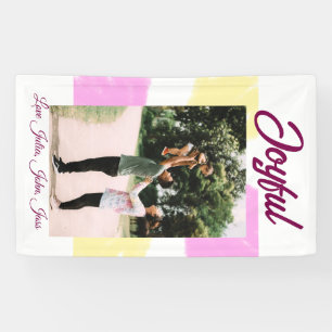 Pink yellow joyful holidays photo family retro boh banner