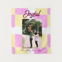 Pink yellow joyful holidays photo family retro boh