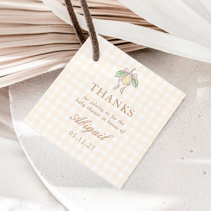 Pink & Yellow Lemon Bow Baby Shower Favor Favour Tags