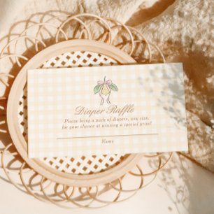 Pink & Yellow Lemon Bow Diaper Raffle Enclosure Card