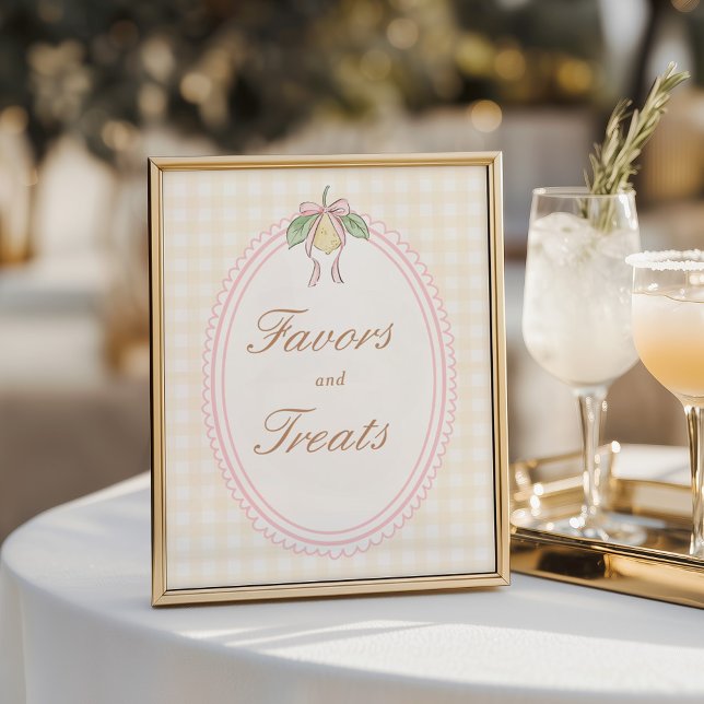 Pink & Yellow Lemon Bow Favours and Treats Sign (Creator Uploaded)