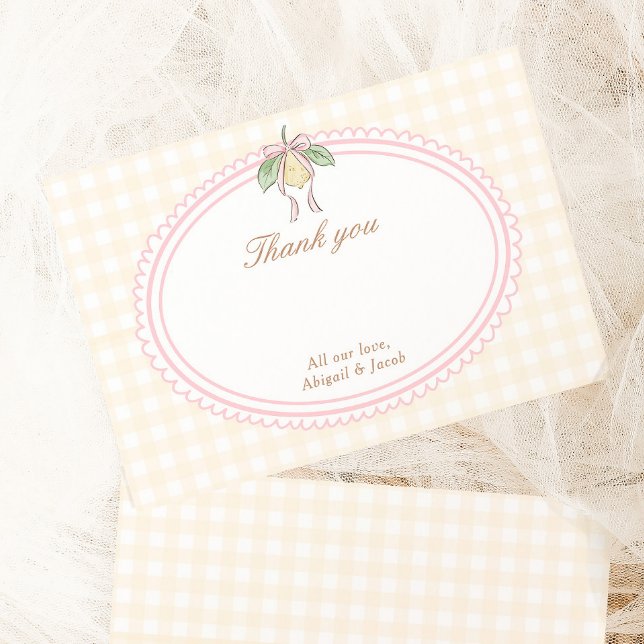 Pink & Yellow Lemon Bow Thank You Card (Creator Uploaded)