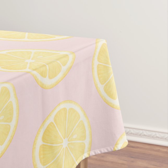 Pink Yellow Lemon  Tablecloth (In Situ)