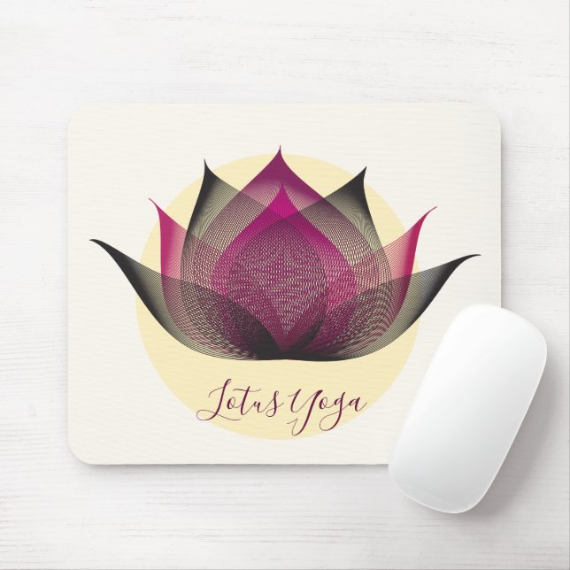Pink Yellow Lotus Flower Art Elegant Unique Yoga Mouse Mat (With Mouse)