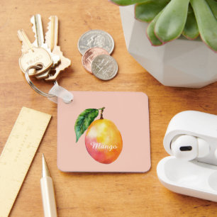 Pink Yellow Mango Fruit Key Ring