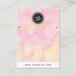 Pink & Yellow Marble Custom Logo Earrings Display  Business Card