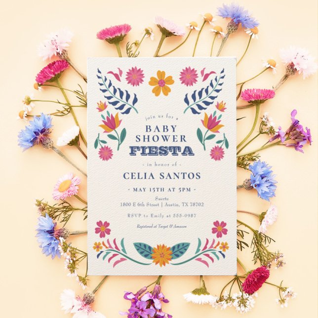 Pink Yellow Mexican Fiesta Baby Shower Invitation (Creator Uploaded)