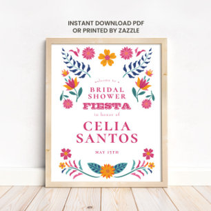 Pink Yellow Mexican Fiesta Bridal Shower Poster