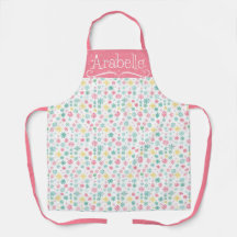 Pink Yellow Mint Snowflake Pattern Apron