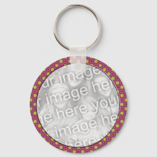 pink yellow mod dots mod photoframe key ring