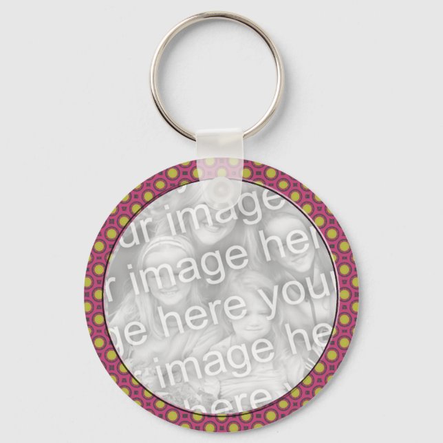 pink yellow mod dots mod photoframe key ring (Front)