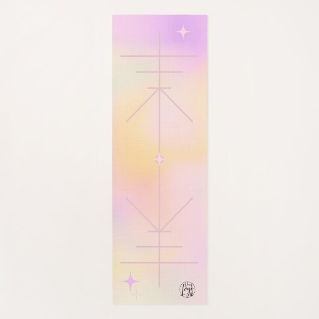 Pink yellow ombre yoga alignment teacher yoga mat (Front)