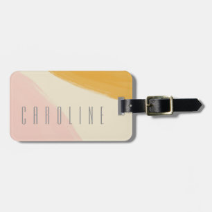 Pink Yellow Orange Abstract Watercolor Custom Name Luggage Tag
