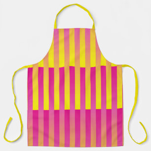 Pink Yellow Orange Striped Pattern Apron