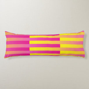Pink Yellow Orange Striped Pattern Body Cushion