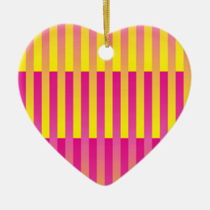Pink Yellow Orange Striped Pattern Ceramic Tree Decoration