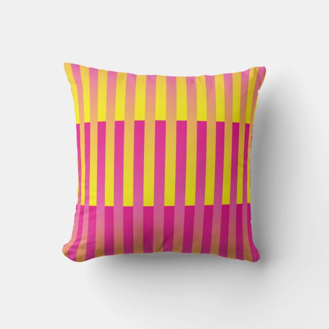 Pink Yellow Orange Striped Pattern Cushion (Front)