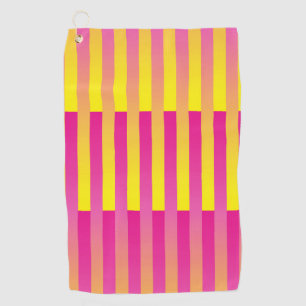 Pink Yellow Orange Striped Pattern Golf Towel