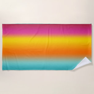 Pink, Yellow, Orange, Teal gradient colour Beach Towel