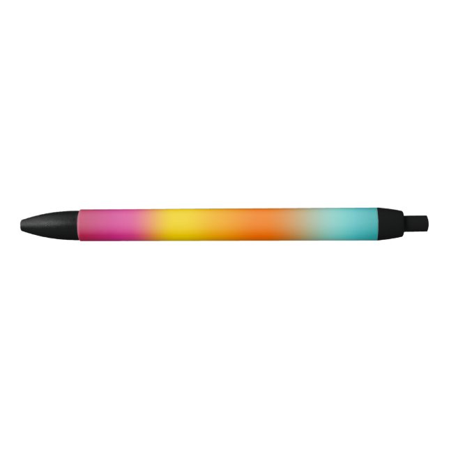 Pink, Yellow, Orange, Teal gradient colour Black Ink Pen (Front)