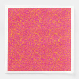 Pink yellow paisley pattern napkin