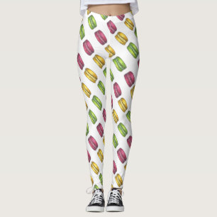 Pink Yellow Pastel French Macaron Macarons Cookies Leggings