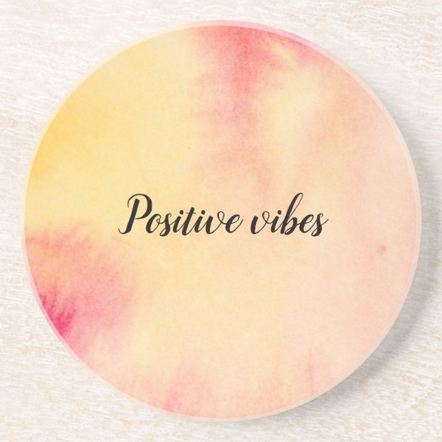 Pink Yellow Peach Tie dye Coaster (Front)