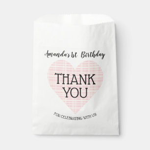Pink Yellow Plaid Heart Thank You Favour Bags