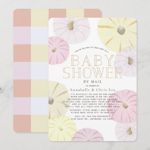 Pink & Yellow Pumpkin Girl Baby Shower by Mail Invitation