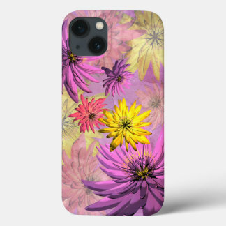 Pink Yellow Purple Flower Illustrated Cases