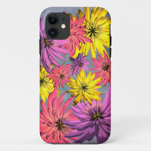 Pink Yellow Purple Flower Illustrated Cases