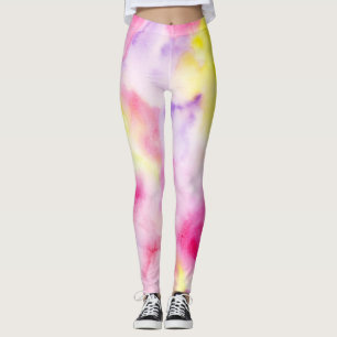 Pink Yellow Purple Tie Dye Peace Leggings