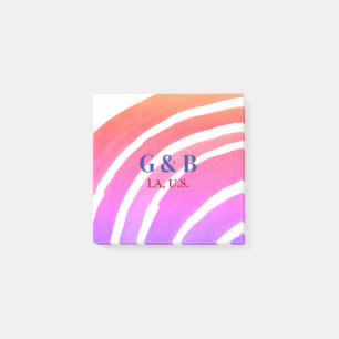 Pink yellow rainbow add couple name place city wed post-it notes