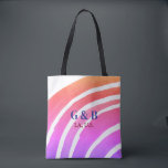 Pink yellow rainbow add couple name place city wed tote bag<br><div class="desc">design</div>