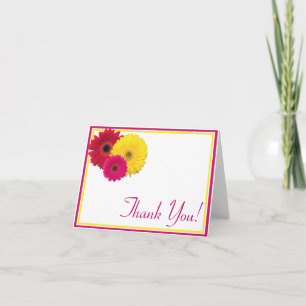 Pink Yellow Red Gerbera Daisy Thank You Card