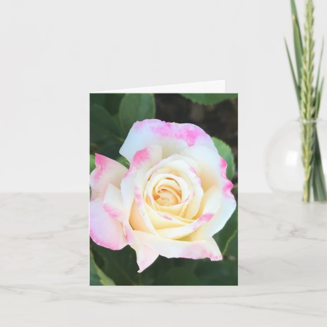 Pink & Yellow Rose Personalised Greeting Card (Front)