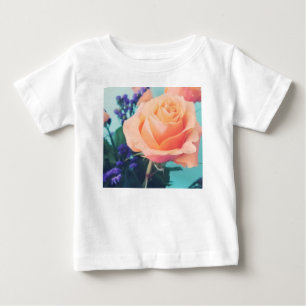 pink yellow rose with mint background baby T-Shirt