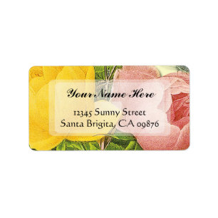 Pink Yellow Roses Custom Address Labels