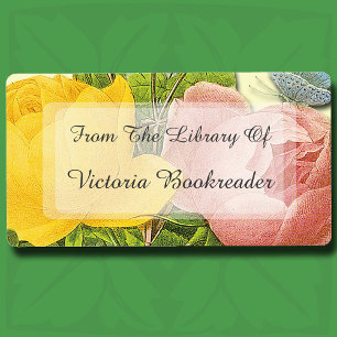 Pink Yellow Roses Custom Library of Labels